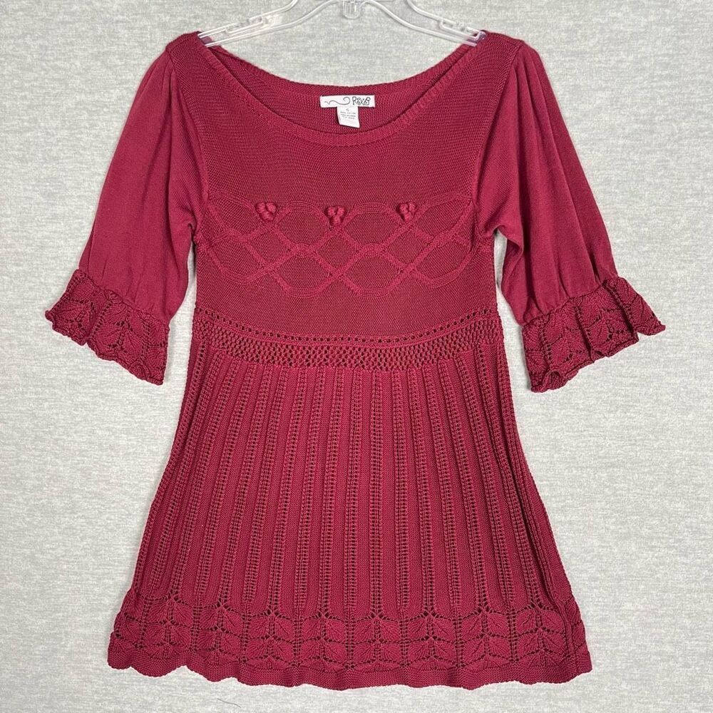 RXB Y2K Crochet Dress Womens Small Scalloped Flare Sleeve Cottagecore Whimsigoth